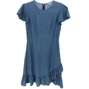 Draper James Chambray Short Sleeve Ruffle Dress Size 2